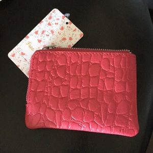 Free people crocodile hot pink zip around wallet